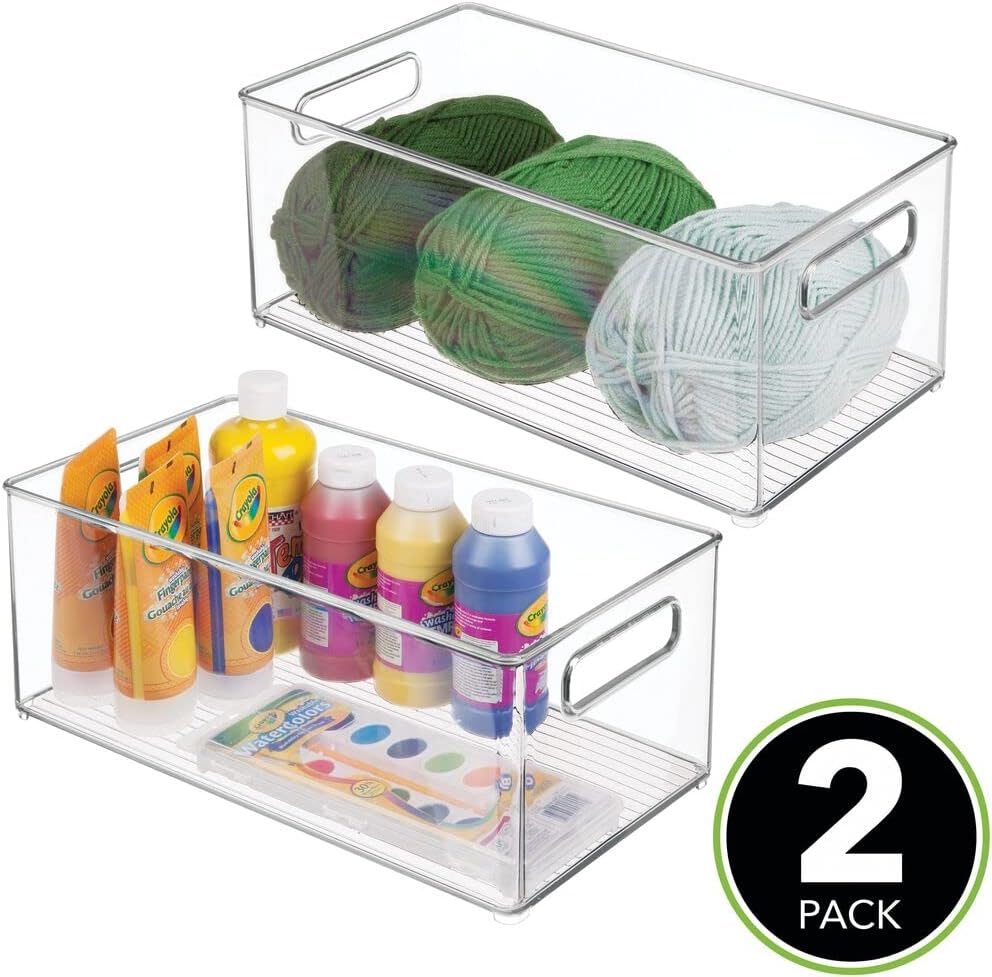 mDesign 2er-Set Aufbewahrungsbox für Bastelbedarf – toller Bastel Organizer mit Griffen – perfekte A