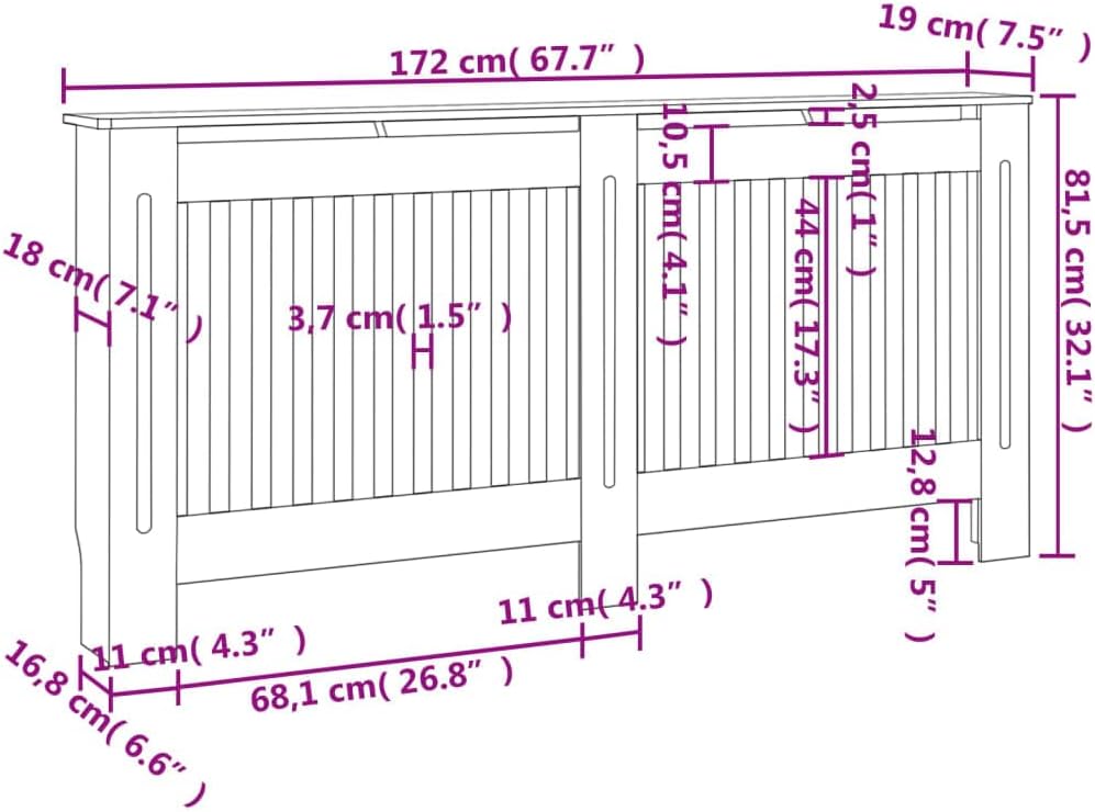 Wohnzimmer Heizkörperabdeckung 172x19x81.5 cm MDF Heizkörper Abdeckung Verkleidung Heizkörperverklei