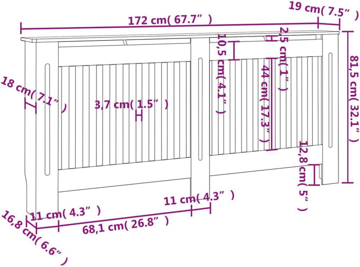 Wohnzimmer Heizkörperabdeckung 172x19x81.5 cm MDF Heizkörper Abdeckung Verkleidung Heizkörperverklei