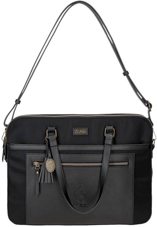 El Potra Wolle, lässig, schwarz, 22 x 25 x 10 cm, Polyester und PU, Schwarz, Lässiger Rucksack PC-Ak