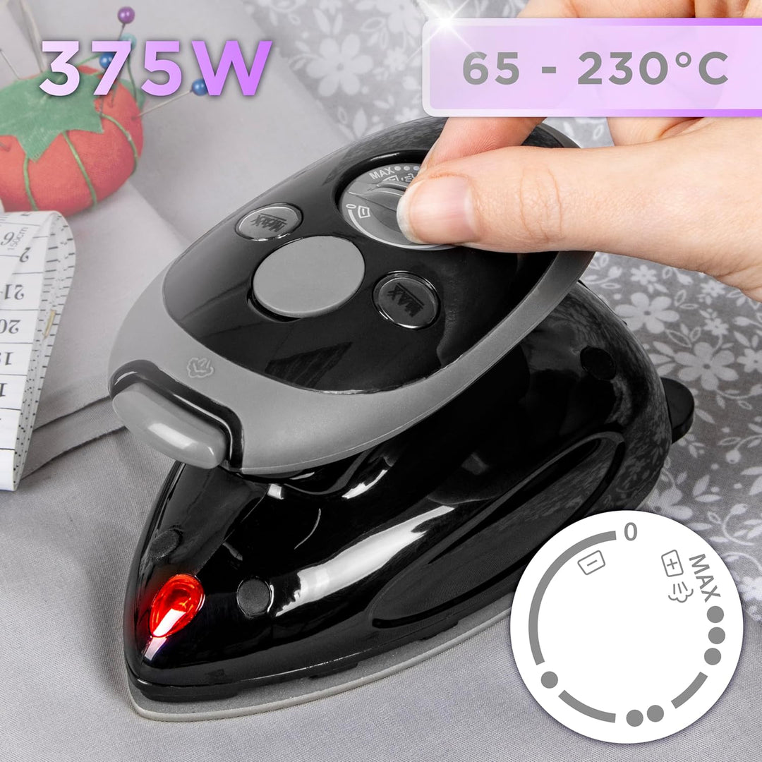 Duronic SI2 BK Mini Reisebügeleisen, 375W Mini Bügeleisen, Dampfbügeleisen 50ml Wassertank, kleines