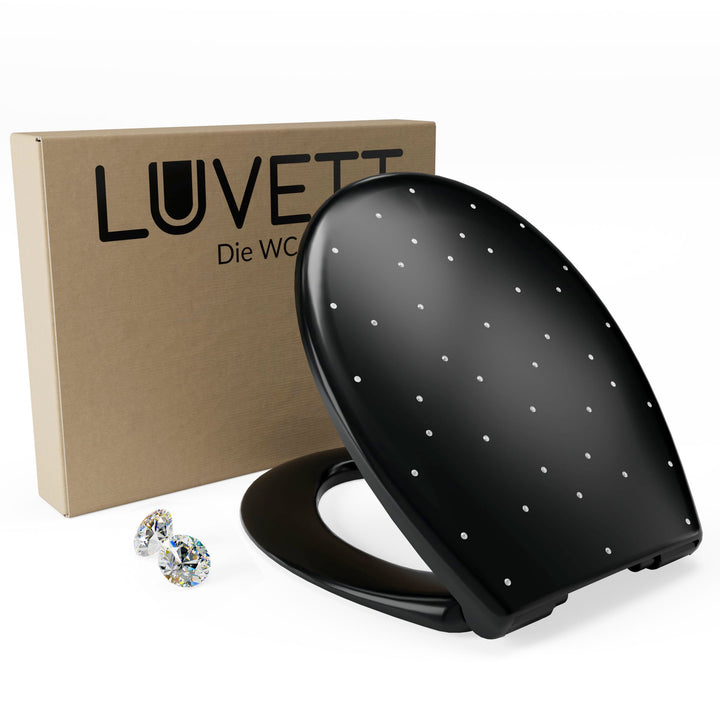 LUVETT® WC-Sitz S100 mit Glitzer-Steinen, oval, mit Absenkautomatik SoftClose®, abnehmbar, antibakte