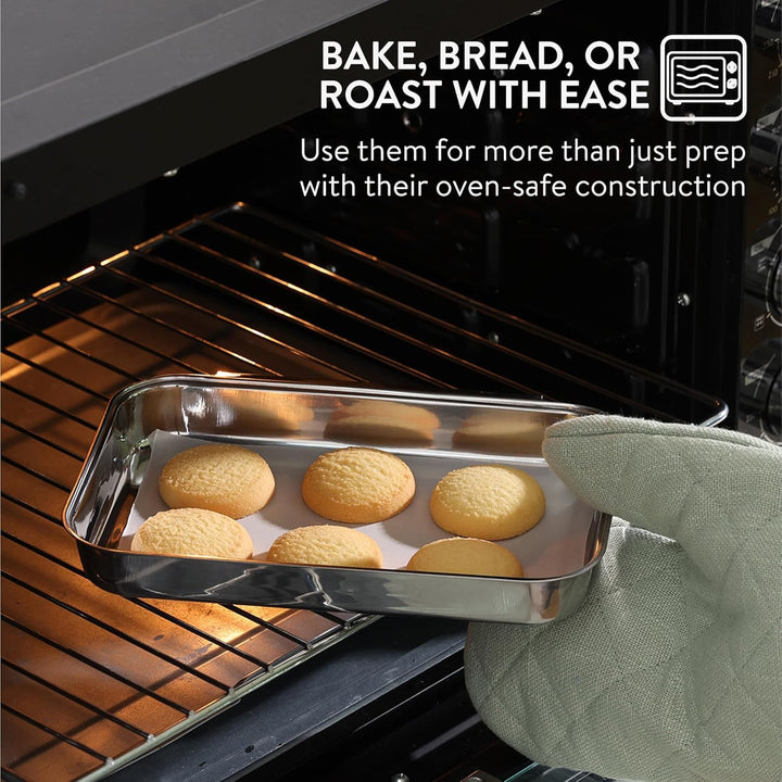 Navaris Panier-Set aus Edelstahl 3-teilig - 3x Schale zum Panieren 22 x 15 x 3 cm - Schnitzel Fleisc