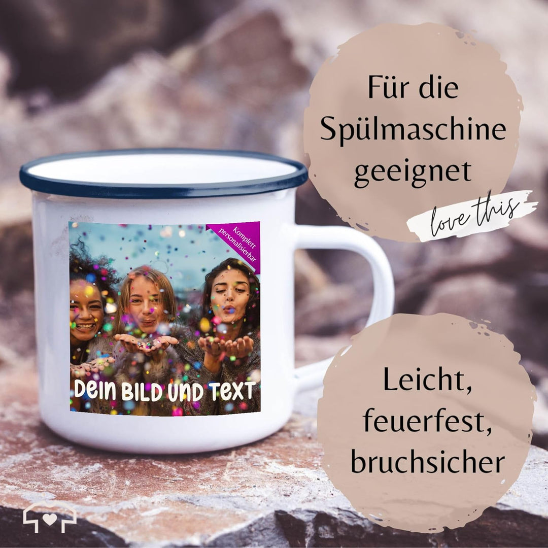 Emaille Tasse Blechtasse - Foto eigenem - Fotogeschenk I Geschenk Bild personalisiert I Geschenk mit