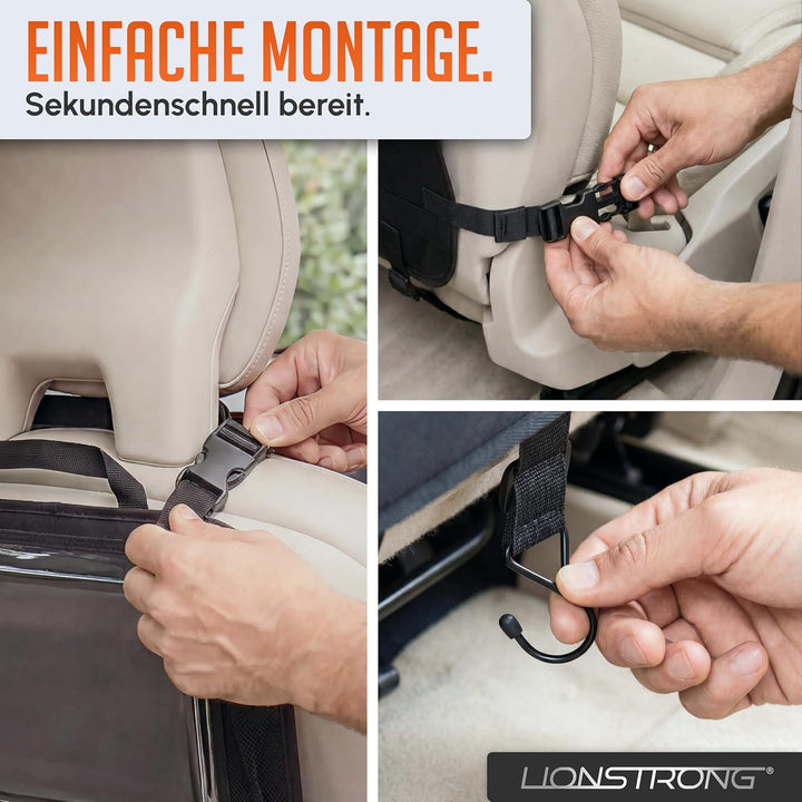 LIONSTRONG® Auto Organizer Kinder Rücksitz schwarz [WASSERDICHT] - Rückenlehnenschutz Auto Kinder un