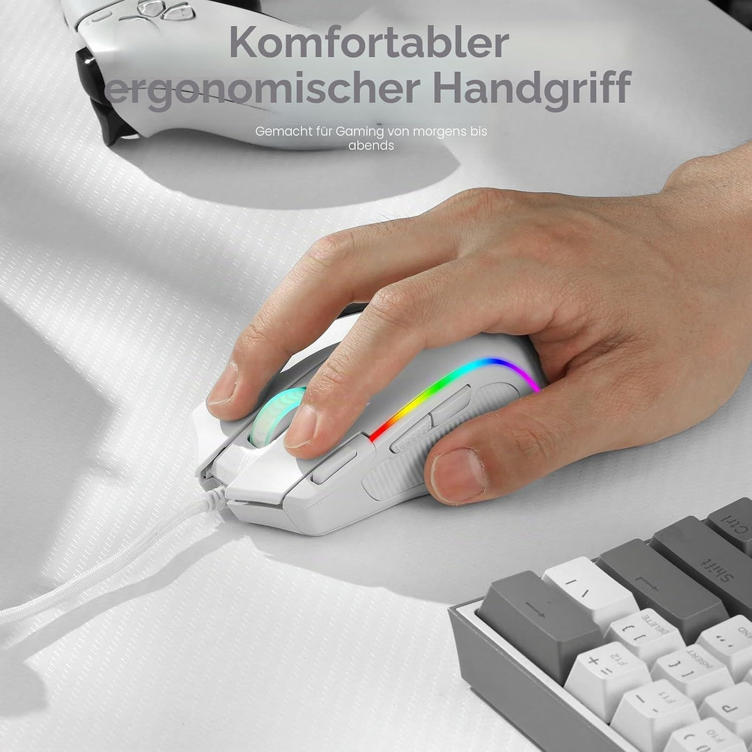 Redragon M612 RGB-Gaming-Maus, 8000 DPI kabelgebundene optische Gamer-Maus mit 11 programmierbaren T