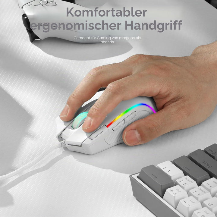 Redragon M612 RGB-Gaming-Maus, 8000 DPI kabelgebundene optische Gamer-Maus mit 11 programmierbaren T