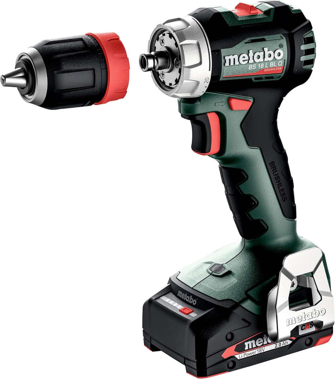 metabo Akku-Bohrschrauber BS 18 L BL Q - 18 V, 65 Nm Drehmoment - Brushless Motor, LED-Licht, Schnel