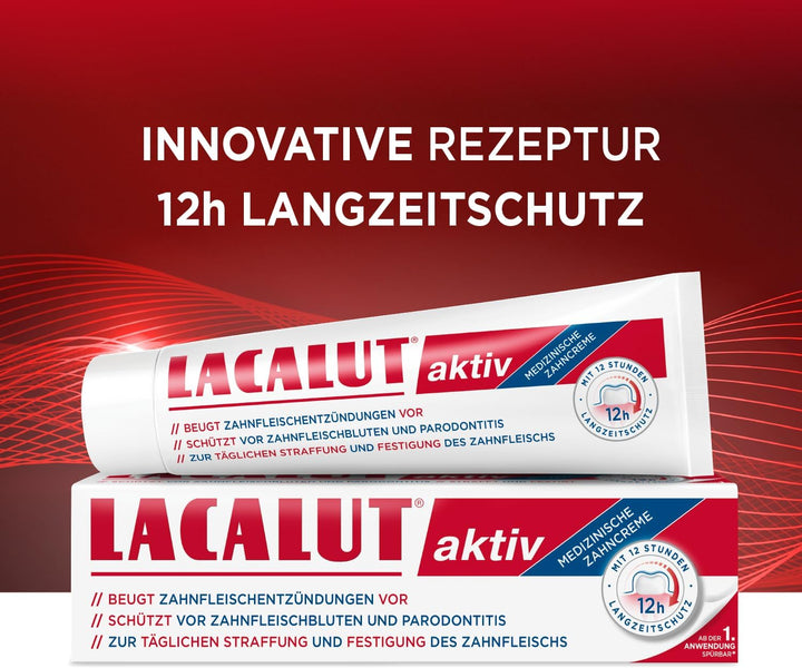 LACALUT AKTIV ZAHNCREME, 100ml Zahnpasta, sofort spürbare Straffung und Festigung des Zahnfleischs,