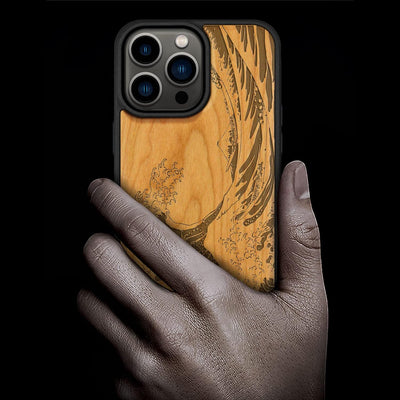 Carveit Handyhülle für iPhone 14 Pro Max Cover Kompatibel mit Magsafe [Holz und TPU Silikon Hybrid h