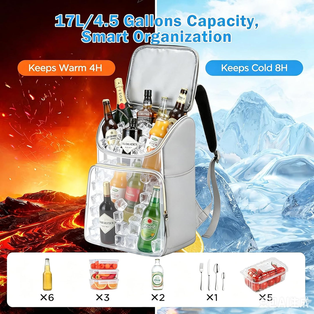 VINATO 17L Kühlrucksack Thermo Rucksack,Kühltasche Picknickrucksack Wasserdichter,Kühltasche Gross I