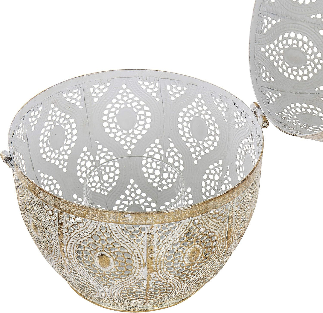 Dekorative Lanterne 34 cm gold aus Metall mit dekorativen Verzierungen Amorgos
