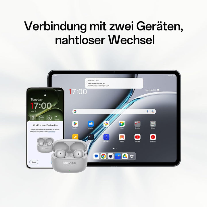 OnePlus Nord Buds 4 Pro Kabellose Bluetooth Kopfhörer ANC, TWS Ohrhörer mit 12mm Dynamic Treiber, LH