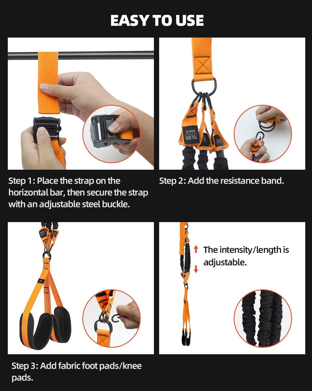 Abahub Klimmzugband Set Klimmzughilfe Widerstandsbänder Pull UP Band für Klimmzüge, Training zu Haus