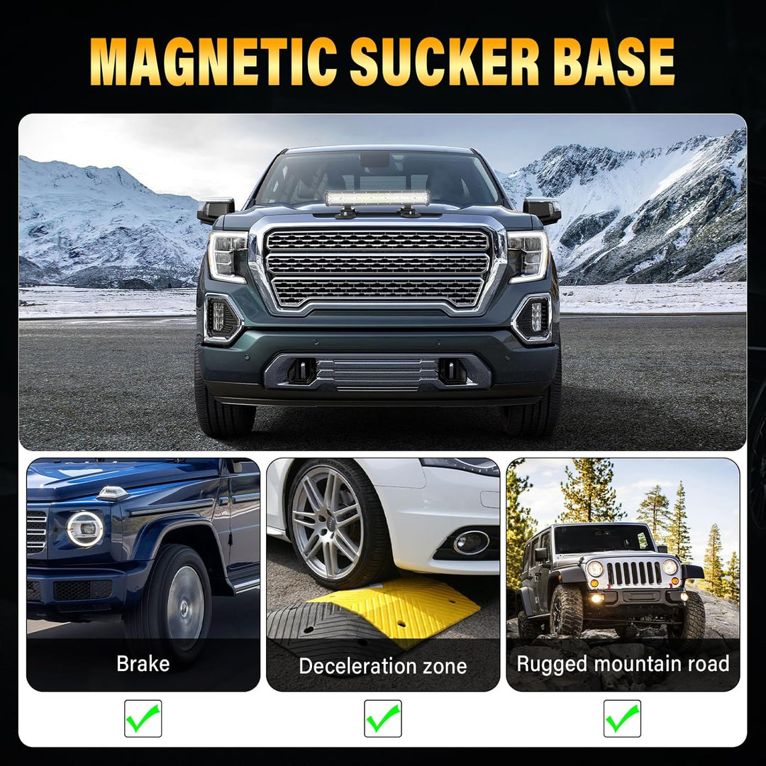 AUXTINGS 2PCS Universal Magnetic Base Leistungsstarke Halterung Saugnapfhalter Dach/Haube Offroad-LE