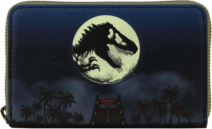 Loungefly Dino Moon Glow Geldbörse zum 30. Jahrestag mit Reissverschluss, Mehrfarbig/Meereswellen (O