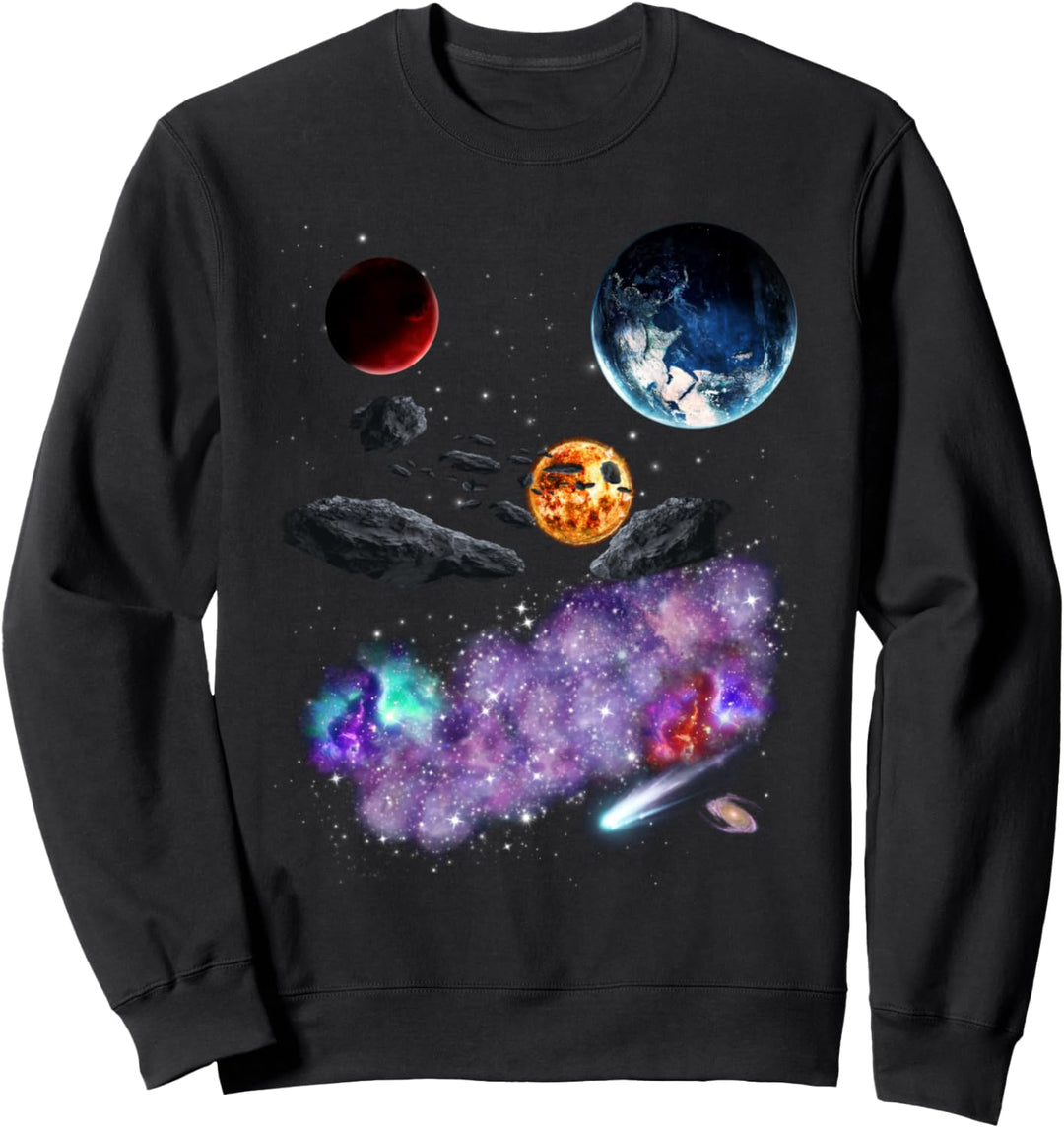Weltraum Motiv Universum Galaxie Planeten Sonne Sonnensystem Sweatshirt