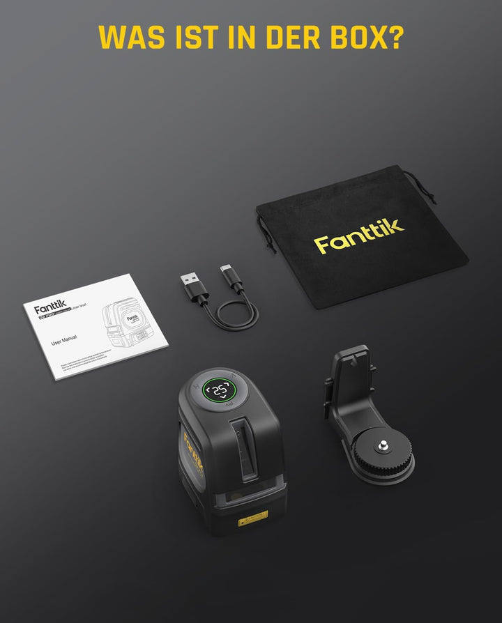 Fanttik D2 PRO Selbstnivellierend Kreuzlinienlaser mit LED-Bildschirm, 130° Vertikale Abstrahlwinkel