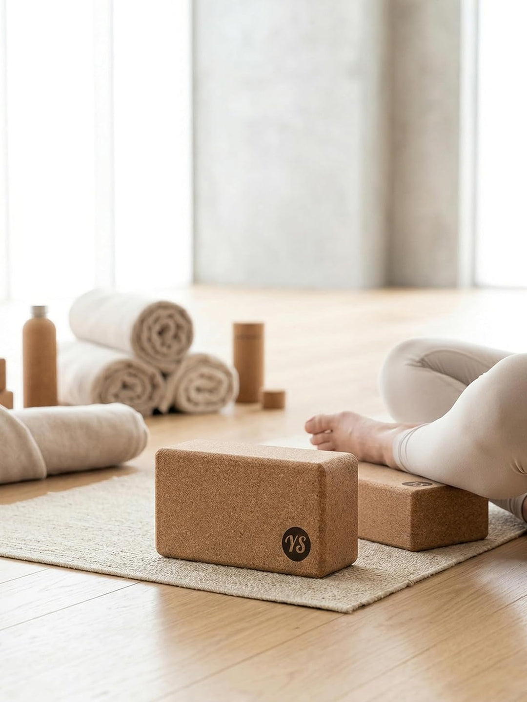 Yoga Studio Der bequeme Kork-Yoga-Block (22,5 cm x 12 cm x 7,5 cm), antibakterieller Yoga-Block mit