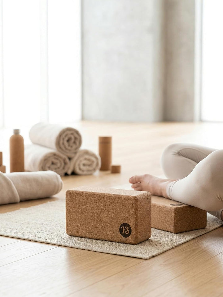Yoga Studio Der bequeme Kork-Yoga-Block (22,5 cm x 12 cm x 7,5 cm), antibakterieller Yoga-Block mit