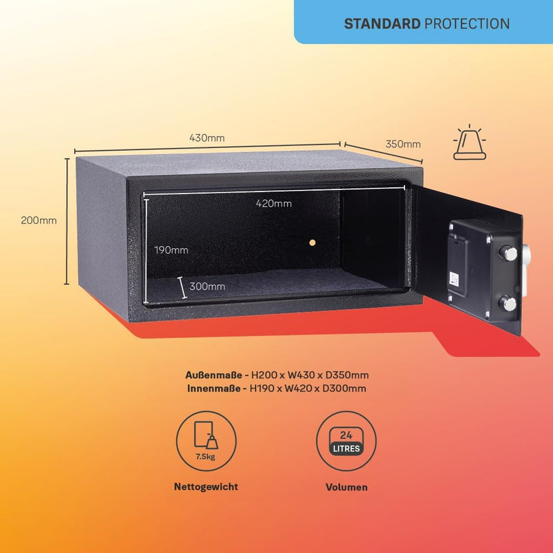 Yale Elektronischer Gästetresor - YLG/200/DB2 - Laptop - Schwarz - Standardsicherheit New Version (D