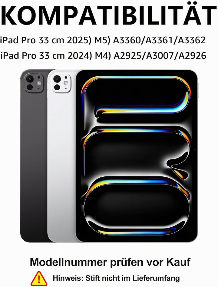 Hülle mit Tastatur für das iPad Pro 13" (2025 M5 A3360/A3361/A3362 &amp; 2024 M4 A2925/A3007/A2926), Deu