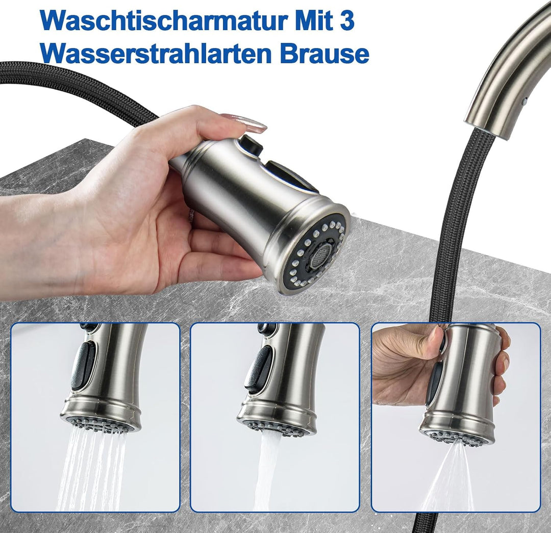 Vintage Wasserhahn Küche Mit Brause Ausziehbar,Küchenarmatur 360°Schwenkbar Spültischarmatur,Einhebe
