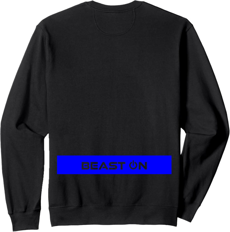 Beast ON Blau Rücken Druck Modernes Fitness Schlichtes Gym Sweatshirt