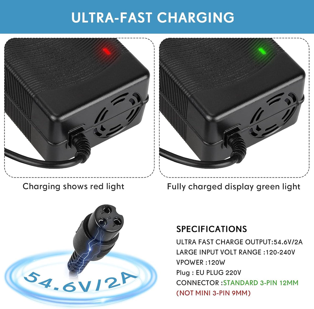 54.6V 2A Ladegeräte für Elektroroller für Kugoo M4/M4 Pro，UrbanGlide E-Cross Pro，48V E Scooter Unive