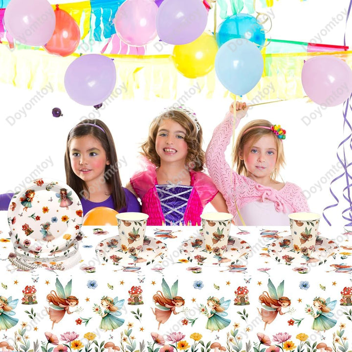 Doyomtoy Schmetterling Partygeschirr Set,61 Stück Märchenhaftes Geburtstag Party Mädchen Feen Geburt