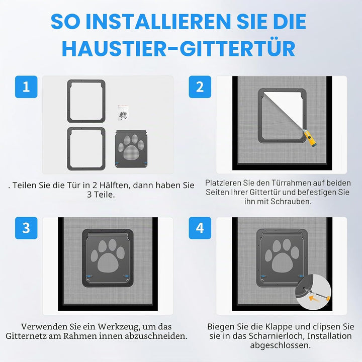 Enjoying Haustier Fliegengitter Tür Hundeklappe für Hunde Katzen Fliegengitter Tür mit Verriegelungs
