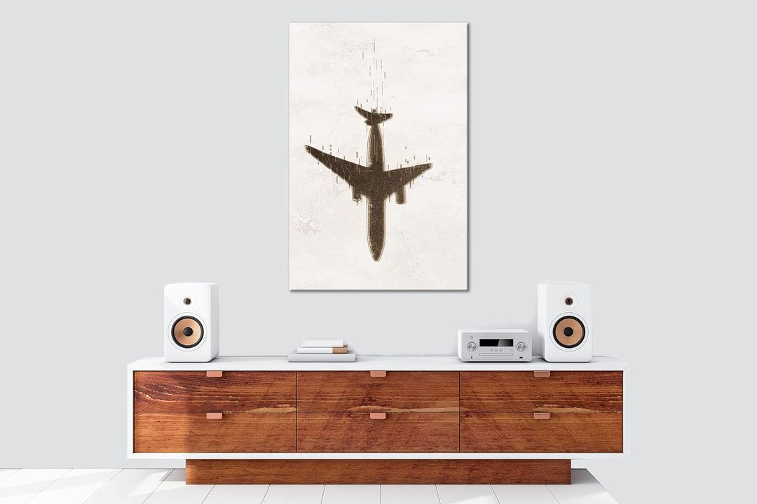 deyoli stürzendes Flugzeug Format: 80x60 Effekt: Sepia als Leinwandbild, Motiv fertig gerahmt auf Ec