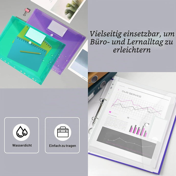 Dokumententasche A4 30 pack, Dokumentenmappe A4 Transparent Sammelmappen mit 11 Lochrand und Etikett