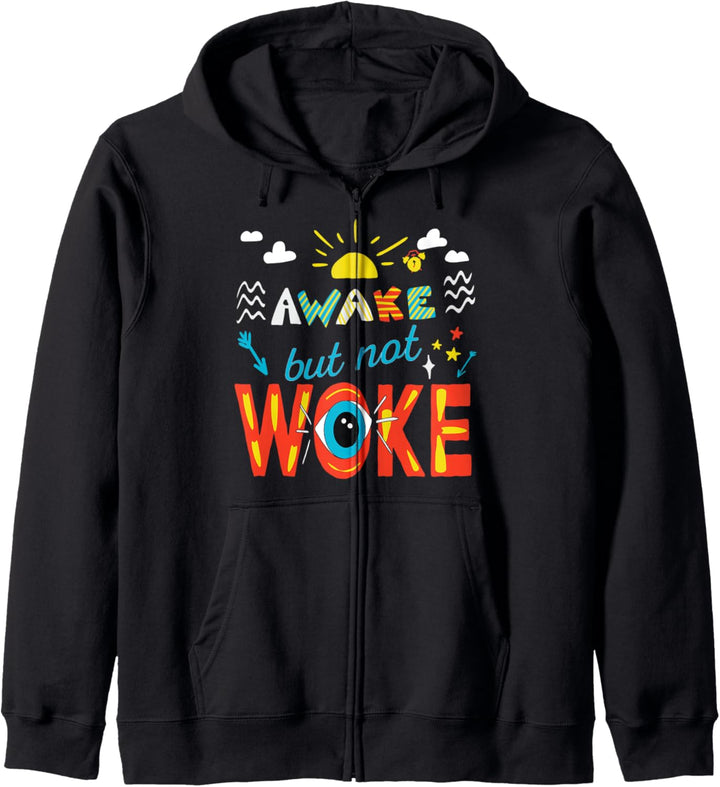 T-Shirt mit Aufschrift "Awake Not Woke" Kapuzenjacke