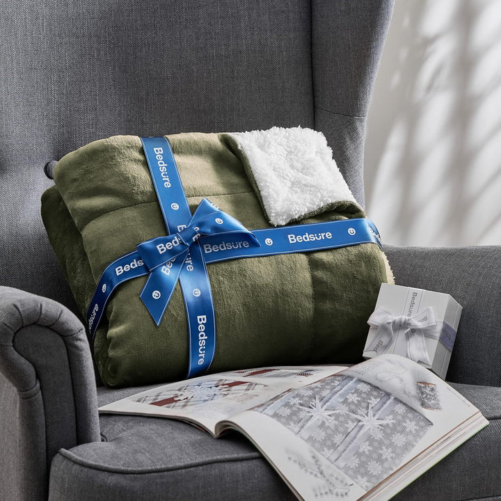 BEDSURE Kuscheldecke - Warm Sherpa Wolldecke & Sofadecke, Flauschig Sofaüberwurf Decke, Dicke Couchd