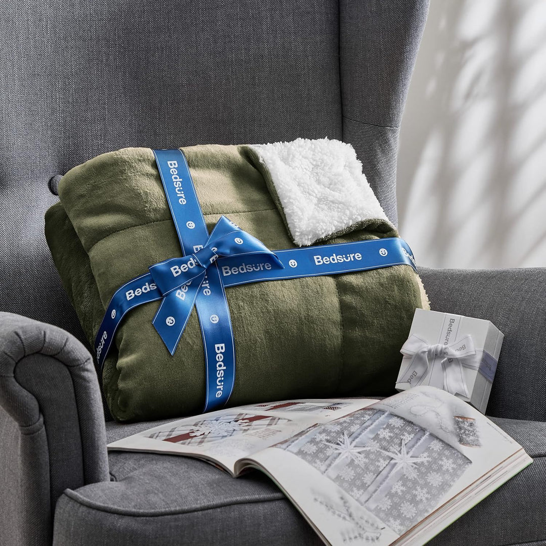 BEDSURE Kuscheldecke - Warm Sherpa Wolldecke & Sofadecke, Flauschig Sofaüberwurf Decke, Dicke Couchd
