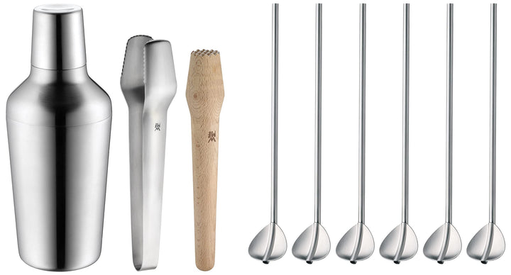 WMF Matroschka Cocktail Set 5-teilig, Barset mit Edelstahl Cocktail Shaker 700ml, Barmass, Cocktail