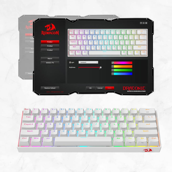 Redragon K530 Pro 60% kabellose mechanische RGB-Tastatur, Bluetooth/2,4 GHz/kabelgebunden, 3 Modi, 6