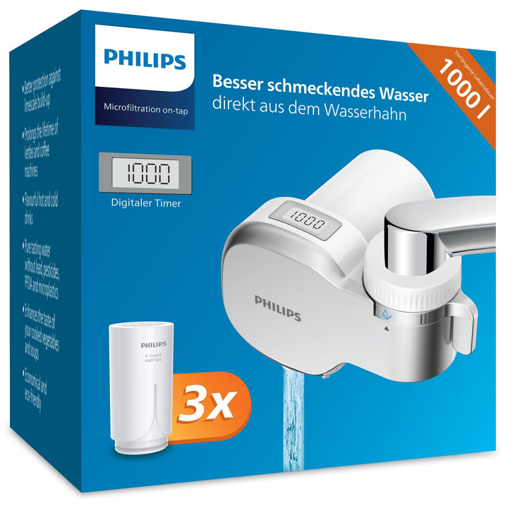 Philips Water Ontap Filter AWP3705P3/10 MICROFILTRATION mit DIGITALEM DISPLAY und 3 Ersatzkartuschen