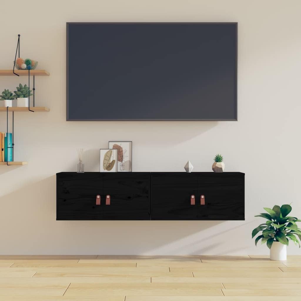 WIFESE 60x30x30 cm 2 Stück Wandschrank TV Schrank mit 2 Türen Hängeschrank Bücherregal Schweberegal