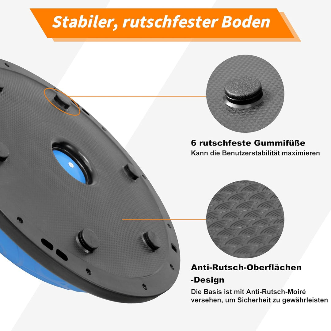 Ativafit 60 * 18cm bis 300KG Yoga Balance Trainer Ball, Balancetrainer Gymnastikball Halbkugel mit E