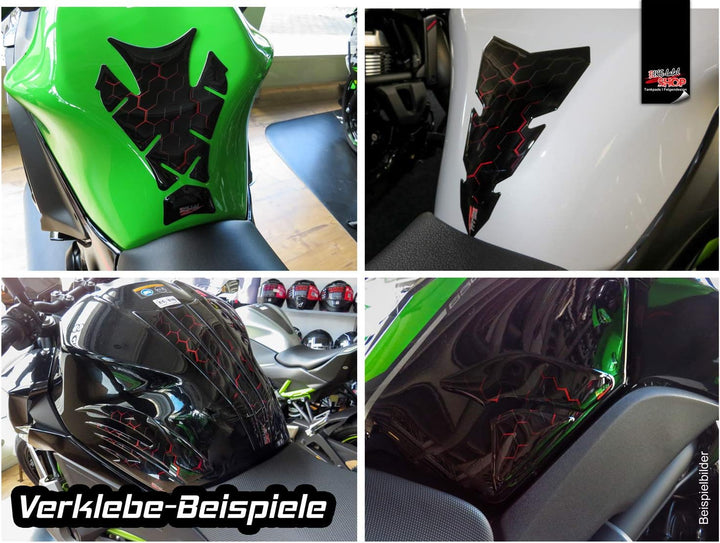 BIKE-label Seitentank Tankpad Waben Rot Red kompatibel für Kawasaki 800761