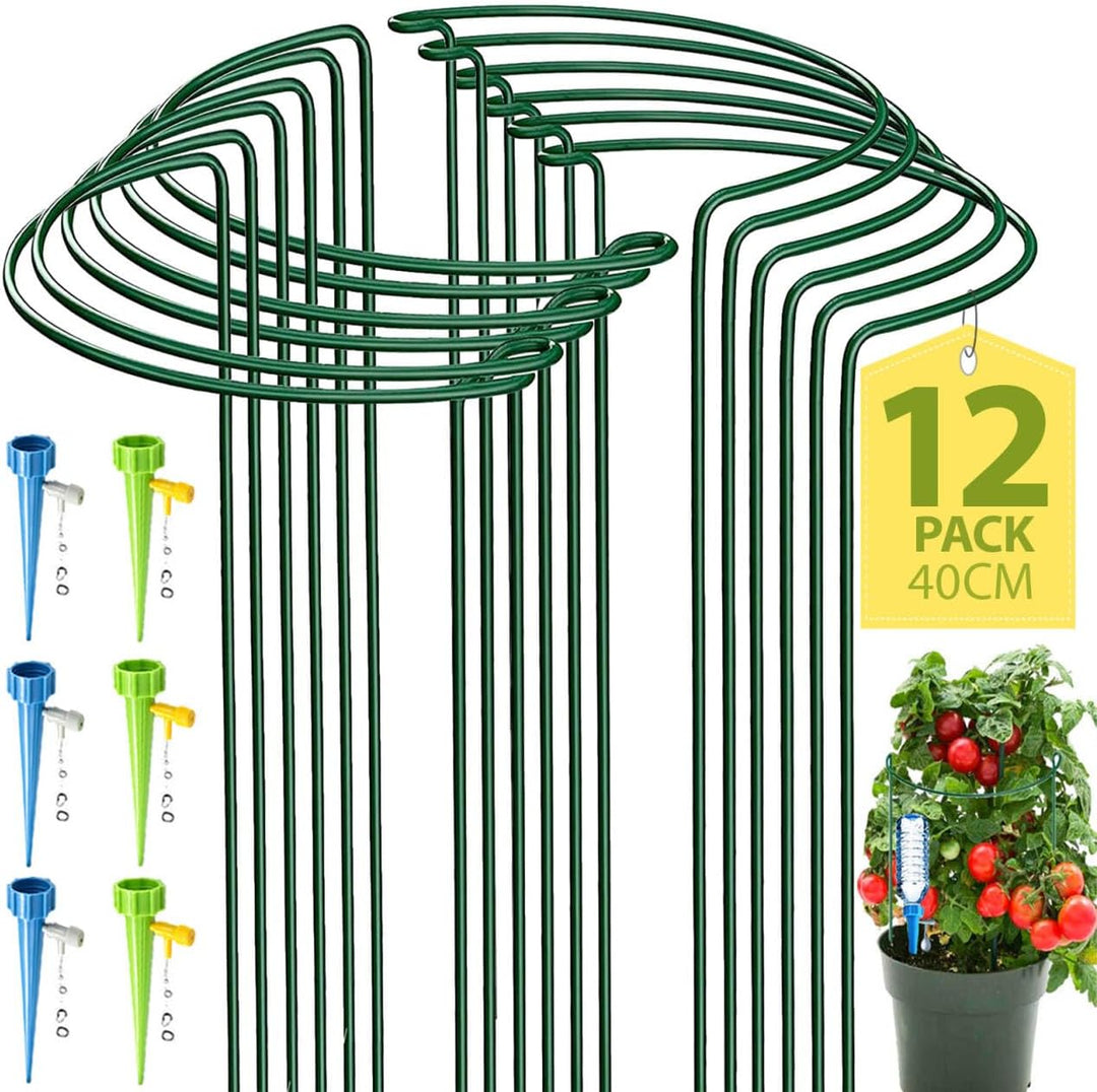 KAZITOO 12 Stück Metall Halbrunde Garten Pflanzenhalter, Metallblumenstützen Ringkäfig-Gartenrand mi