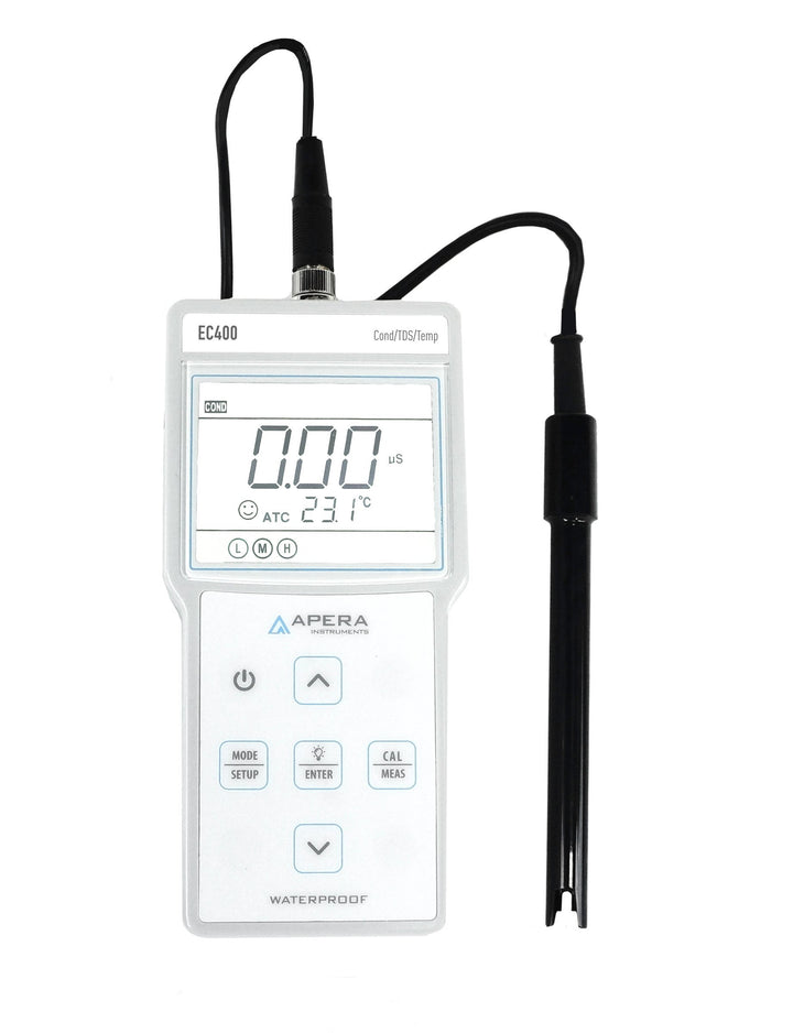 Apera Instruments EC400 tragbares Leitfähigkeit-/TDS-/Temp.-Messgerät (Inkl. 2301T-S Leitfähigkeitse