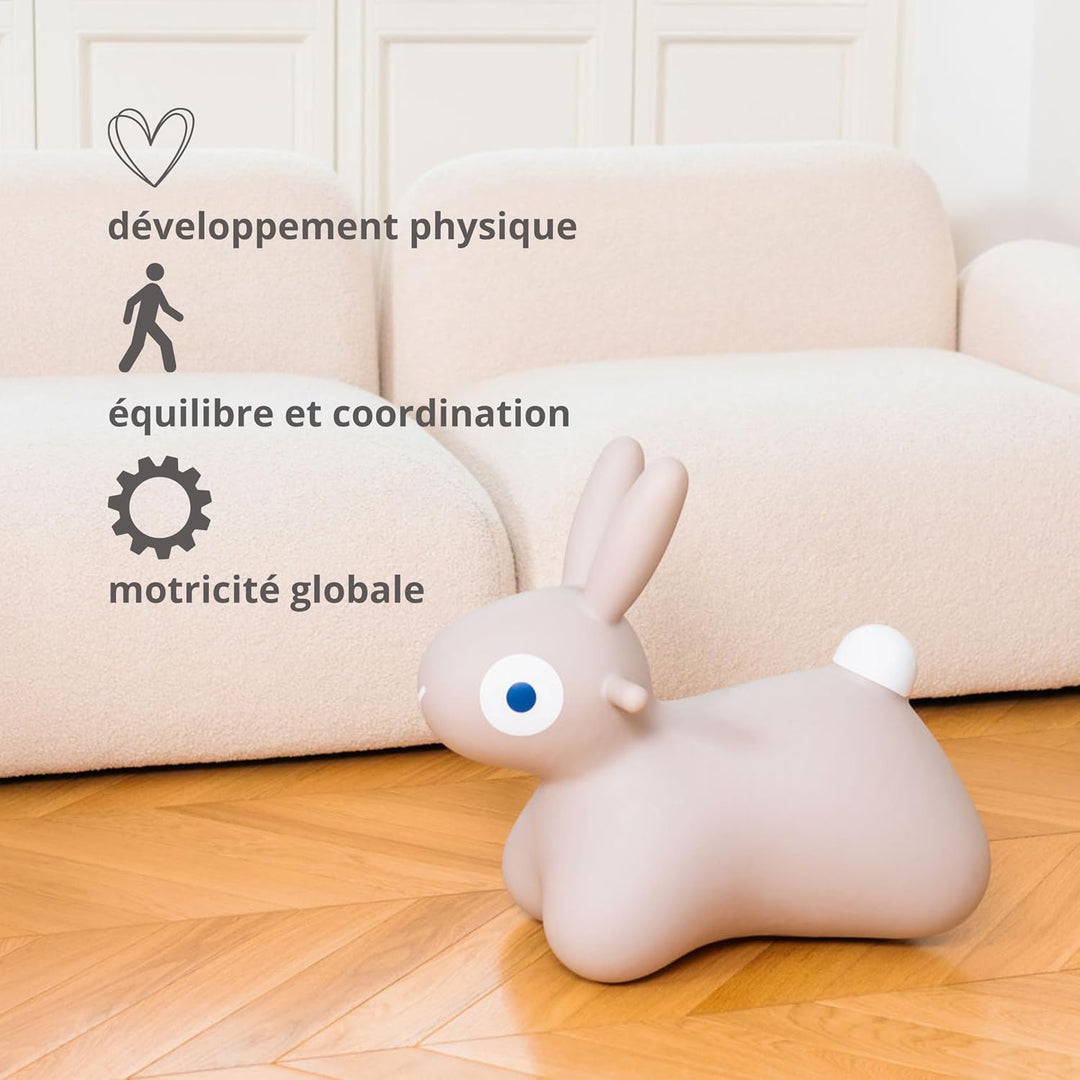 Quut Hoppi Bunny Hüpftier ab 18 Monaten – Aufblasbares Reittier für Kinder, Inkl. Pumpe – Hüpfspielz
