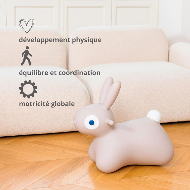 Quut Hoppi Bunny Hüpftier ab 18 Monaten – Aufblasbares Reittier für Kinder, Inkl. Pumpe – Hüpfspielz