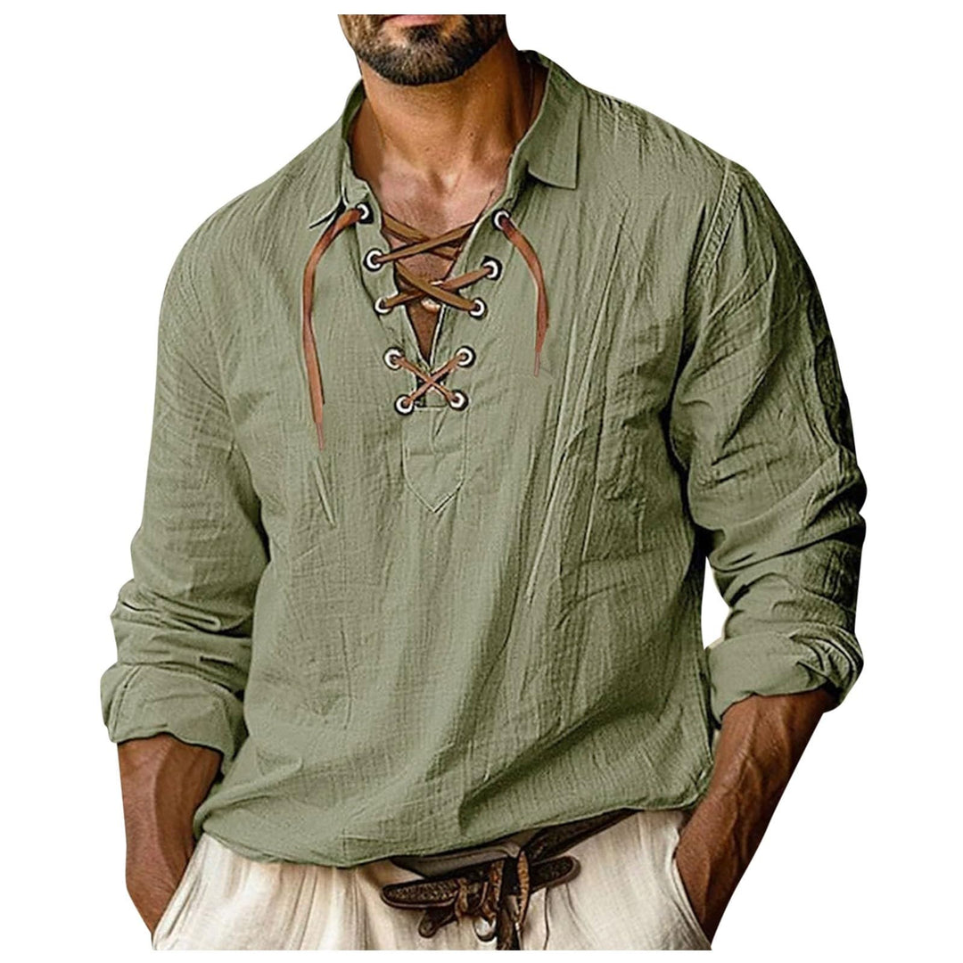 Steampunk Herren, Wikinger Cosplay Mittelalter Hemd Langarm Schwarz Leinen Shirt 4XL Römer Sommerhem