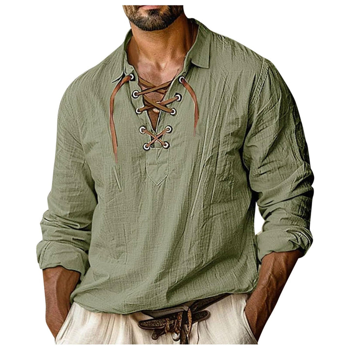 Steampunk Herren, Wikinger Cosplay Mittelalter Hemd Langarm Schwarz Leinen Shirt 4XL Römer Sommerhem