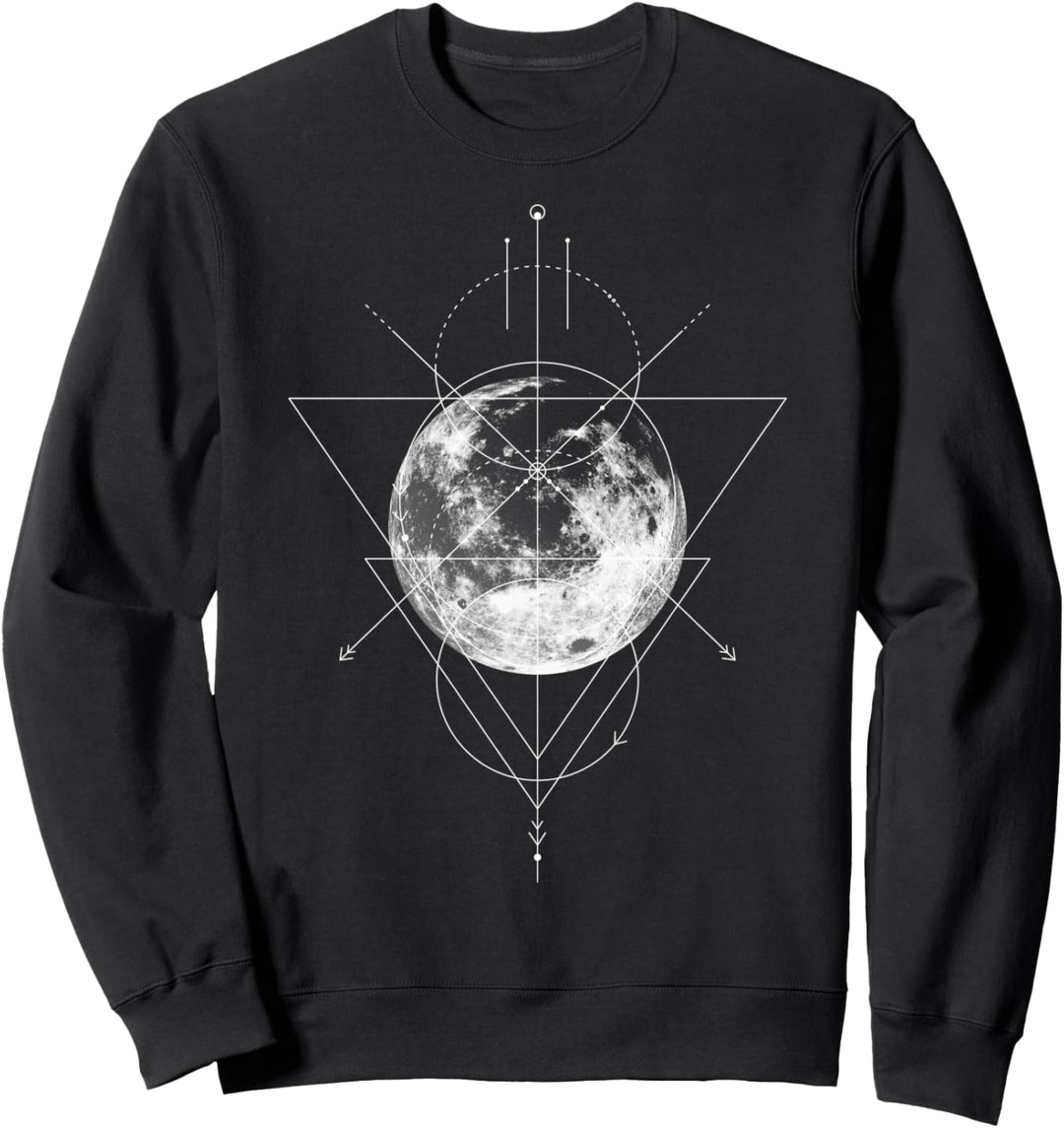 Trendy Geometric Moon Line Art Sweatshirt