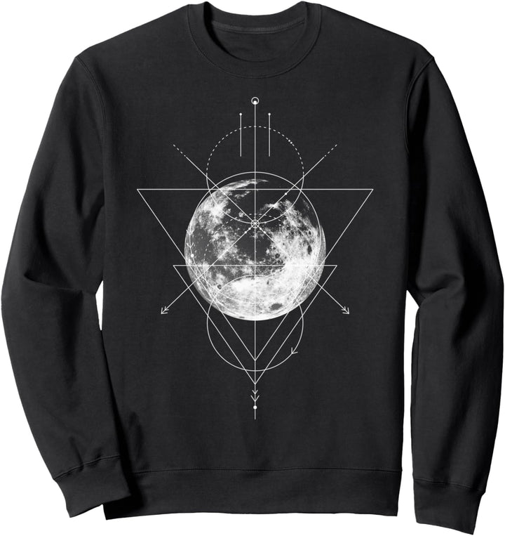 Trendy Geometric Moon Line Art Sweatshirt